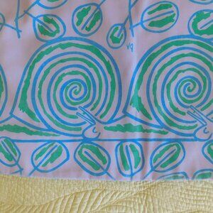 VTG Vested Gentress mod Snail Parade midi sheath dress bold screen print frock L